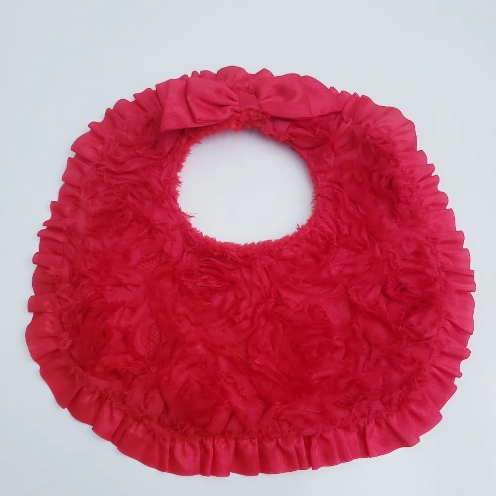 Mud Pie Mesh Rose Cluster Baby Bib
